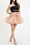 Champagne Color Ruffled Multi-Layered Fluffy Mini Skirt - 5