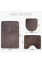 Unicolor Plain Brown 3-Piece Bath Mat Rug Set Non-Slip Toilet Seat Set - 6