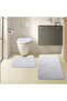 Unicolor Plain Gray 3-Piece Bath Mat Rug Set Non-Slip Toilet Seat Set - 7