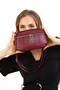 Women's Daily Cross Strap Four Compartment Burgundy Shoulder Bag - 8