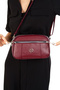 Women's Daily Cross Strap Four Compartment Burgundy Shoulder Bag - 4