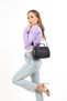 Women's Patterned Crisscross Straps Black Hand and Shoulder Bag - 3