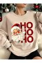 New Year's Concept Santa Claus Ho Ho Printed Crew Neck Sweatshirt