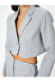 Crop Blazer Jacket with Single Button Pocket Detail - 5