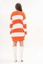 New Season Ripped and Thick Striped Double Color Oversize Women's Long Woolen Sweater Dress 39480 - 3