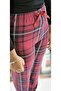 Women's Plaid-Patterned Plain Cotton Viscose Pajama Bottoms - 2