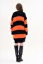 Women's Striped Pattern Crew Neck Ripped Detail Oversize Pullover Dress 39480 - 3