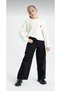 Girls Wide Leg Wide Leg Wide Leg Cotton Pocket Black Pants - 2