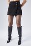 Women's Black Tweed Mini Button Detailed Shorts Skirt - 6