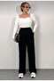 Women's Black High Waisted Velcro Plaza Pants - 2