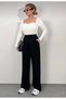 Women's Black High Waisted Velcro Plaza Pants - 6