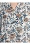 Floral Long Sleeve Women's Blouse with Peplum Collar (S4) - 4