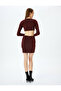 Slim Fit Glitter Mini Dress with Window Detail - 4