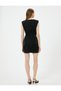 Shimmering Mini Padded Dress Sleeveless Knot Detail Round Neck Lined Slim Fit - 4