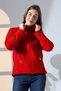 Women's Red Color Standard Fit Full Zipper Fleece - 5