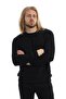 Men's 3 Thread Cotton Regular Fit Basic Crew Neck Black Sweatshirt - 4