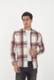 Men's Long Sleeve Slim Fit Slim Fit Shirt Collar Woven Burgundy Lumberjack Shirt - 7