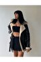Women's Black Fur Inside Black Fur Oversize Long Faux Leather Biker Jacket Coat Fur Coat - 2