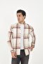 Beige Color Long Sleeve Slim Fit Men's Lumberjack Shirt - 3