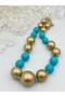 Large and Small Rowed Ball Pendant Necklace (53 cm) Blue - 4