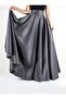 Gray Satin Skirt with High Waist Dense Flared Pockets