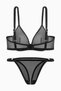 Chain Detailed Tulle Bra Panty Set - Capless - Fashion - 2565 - Black - 2