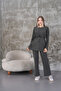 Ruffle Detailed Winter Wrapped Cloth Pocket Maternity and Maternity Top Tunic Set