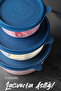 Set of 4 Round Food Storage Containers - Organizer Organizer Food Container 4X1200Ml Navy Blue - 4