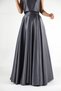 Women's Elegant Slit Detail Gray Satin A-Line Pleated Skirt - 5
