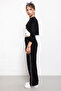 Black Stripe Detailed Wide Leg Cropped Girl's 3-Piece Set 19840 - 4
