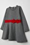 Girls' Long Sleeve Dress with Houndstooth Pattern and Bow for 3-8 Years, Black - 3