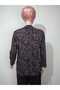 Women's Lilac Print Crew Neck Long Sleeve Seasonal Lizy Mother Combed Cotton T-shirt Blouse with Slits on the Sides - 7