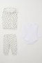 Baby Girl Bodysuit 3 Piece Set with Tiny Heart Pattern 4 Months-1 Years, White
