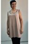 Thick Strap Combed Cotton Viscose T-Shirt with Mink Piping Detail