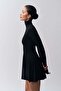 Turtleneck Finger Snap Long Sleeve Black Short Dress 5091 - 2