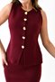 Women's Knitwear Fabric Buttoned Sleeveless Vest and High Waist Midi Length Skirt Burgundy Bottom Top Knitwear Set 5155 - 4