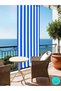Blue and White Striped Balcony Curtain with Cornice - Luxury Tailored Tarpaulin