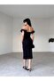 Off-Shoulder Neck Ruffled Midi Dress - 2