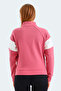 Victory Women's Zippered Stand Collar Pocketed Rose Sweatshirt - 2