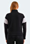 Victory Women's Zippered Stand Collar Black Sweatshirt with Pockets - 2