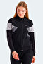 Victory Women's Zippered Stand Collar Black Sweatshirt with Pockets - 3