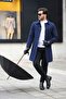 Men's Black Long Comfortable Shirt Collar Spoon Coat - 4