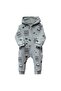Baby Boy Water Green Space Printed Zippered Hooded Jumpsuit