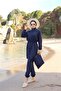 Beli Adjustable Elastic Fully Covered Hijab Swimsuit 4-Piece Set with Bag and Bonnet Navy Blue - 5