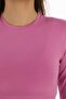 Stretch Fabric Cotton Crop T-Shirt - Slim Fit - Dark Pink - 4