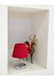 Ottoman Silk Red Fabric Pleated Wireless Table Lamp - Bottom Silver Led Light - 5