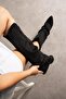 Leire Women's Cowboy Gusseted Boots Black Suede