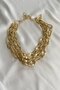 Crush Embroidered Three Rows Gold Chain Necklace - 2