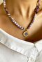Crystal Glass Bead Natural Stone Necklace with Zodiac Sign Pendant - Purple - 2