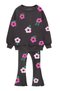 Girls 3 Yarn Cotton Fabric Floral Printed Sweatshirt and Spanish Leg Bottom Top Set - 2